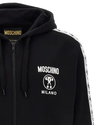 Double Question Mark hoodie 100% cotton MOSCHINO White/Black