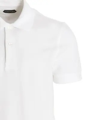 Piqué cotton polo shirt Man TOM FORD White