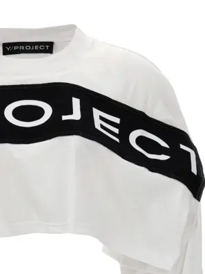 Logo crop t-shirt Woman Y/PROJECT White/Black