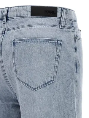 Rhinestone fringed jeans 100% cotton KARL LAGERFELD Light Blue