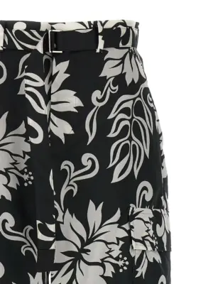 Floral print trousers Woman SACAI White/Black
