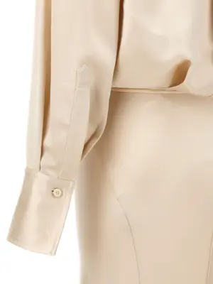 Long satin chemisier dress 100% polyester THE ATTICO White