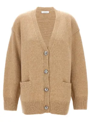 Logo button cardigan PACO RABANNE Beige