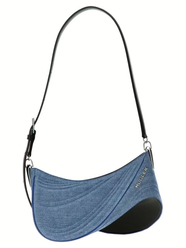 'medium denim spiral curve 01' shoulder bag MUGLER Blue