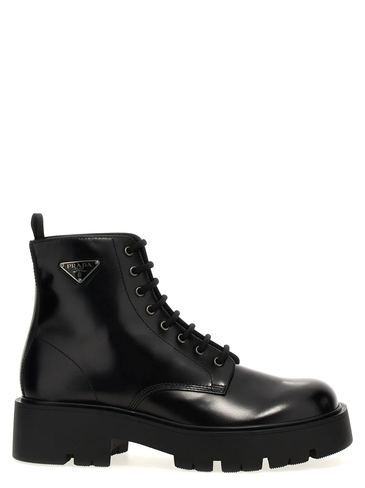 Черевики з логотипом зі шкіри Prada Чорні 1 Logo brushed leather ankle boots PRADA Black