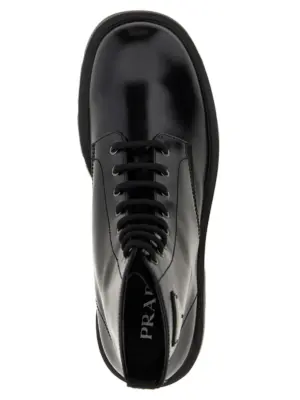 Logo brushed leather ankle boots 100% cow leather (Bos Taurus) PRADA Black