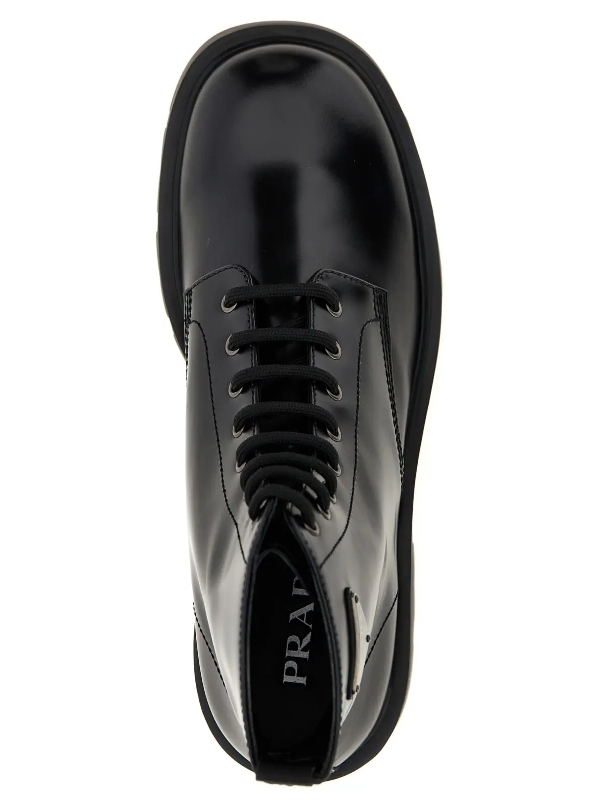 Черевики з логотипом зі шкіри Prada Чорні 4 Logo brushed leather ankle boots 100% cow leather (Bos Taurus) PRADA Black