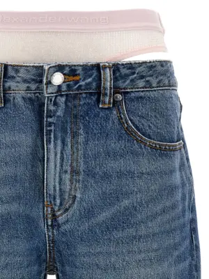 'Slit Hem Prestyle Hotfix Mesh Undie' jeans Woman DENIM X ALEXANDER WANG Light Blue