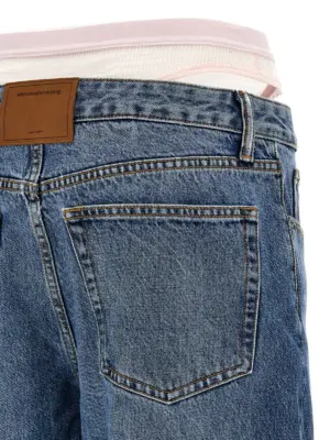 'Slit Hem Prestyle Hotfix Mesh Undie' jeans 100% cotton DENIM X ALEXANDER WANG Light Blue