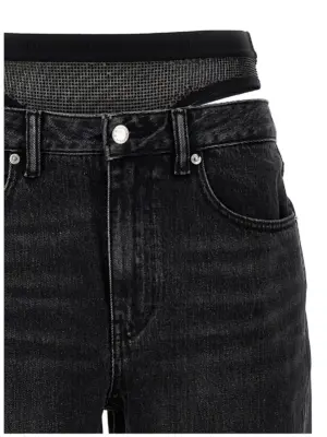 'Slit Hem Prestyle Hotfix Mesh Undie' jeans Woman DENIM X ALEXANDER WANG Black