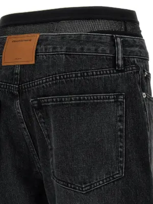 'Slit Hem Prestyle Hotfix Mesh Undie' jeans 100% cotton DENIM X ALEXANDER WANG Black