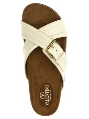 Valentino Garavani 'Fussfriend' slides 100% calfskin leather (Bos Taurus) VALENTINO GARAVANI White