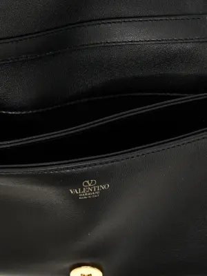 Valentino Garavani 'VLogo Chain' clutch bag 100% lamb leather (Ovis Aries) VALENTINO GARAVANI Black