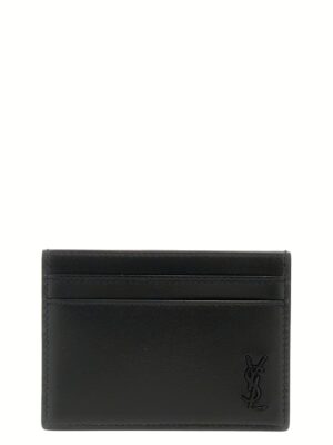 Logo leather cardholder SAINT LAURENT Black