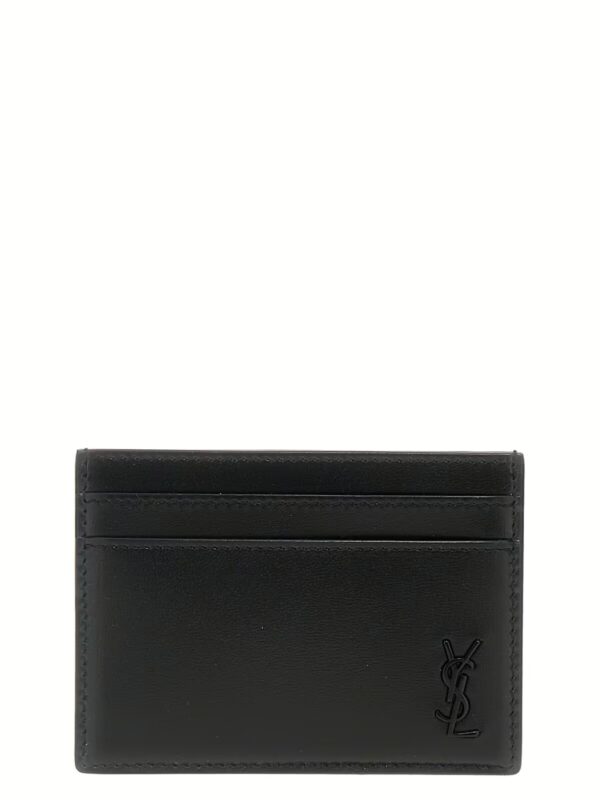 Logo leather cardholder SAINT LAURENT Black