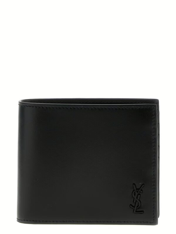 Logo leather wallet SAINT LAURENT Black