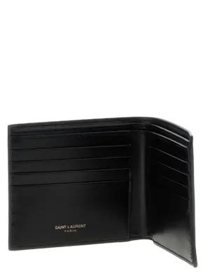 Logo leather wallet Man SAINT LAURENT Black
