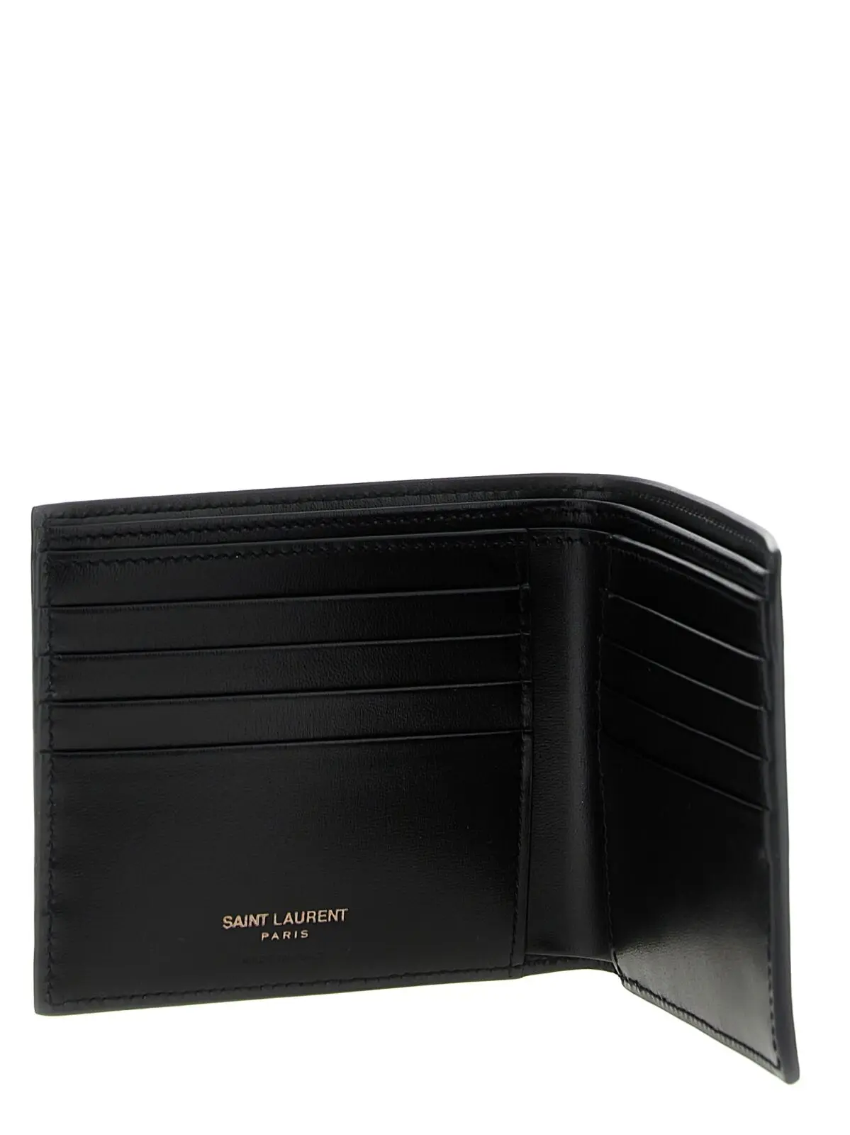 Гаманець Saint Laurent З логотипом Чорний 3 Logo leather wallet Man SAINT LAURENT Black