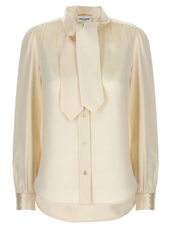 Lavalliere silk shirt SAINT LAURENT White