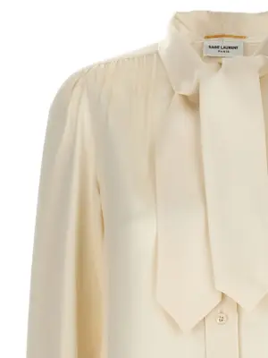 Lavalliere silk shirt Woman SAINT LAURENT White