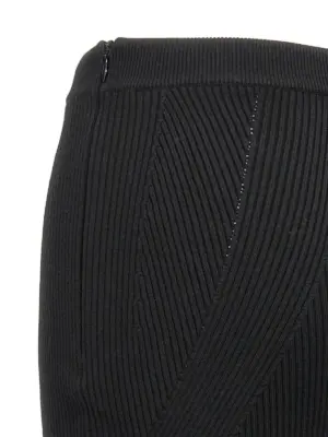 Ribbed midi skirt 95% wool 5% polyester MCQUEEN Black
