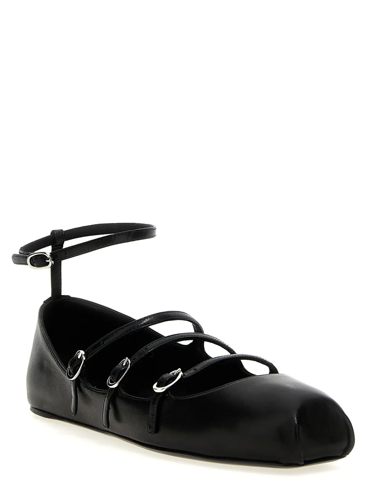 Балетки Alexander Mcqueen Шкіряні з ремінцями Чорні 2 Leather strap ballet flats 780745WIEN51000 MCQUEEN Black