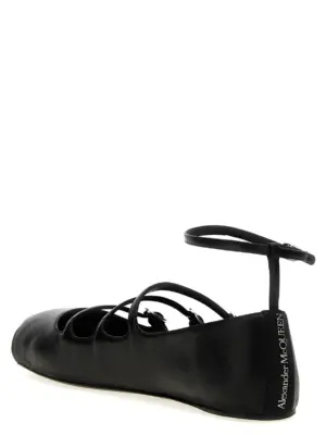 Leather strap ballet flats Woman MCQUEEN Black