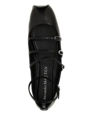 Leather strap ballet flats 100% calf leather MCQUEEN Black