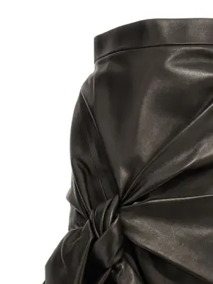Maxi bow leather skirt Woman ALEXANDER MCQUEEN Black