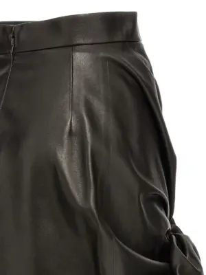 Maxi bow leather skirt 100% lamb leather (Ovis aries) ALEXANDER MCQUEEN Black