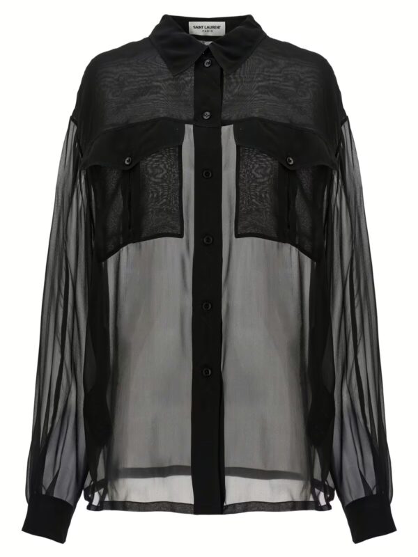 Silk muslin shirt SAINT LAURENT Black