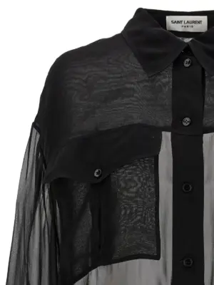 Silk muslin shirt Woman SAINT LAURENT Black