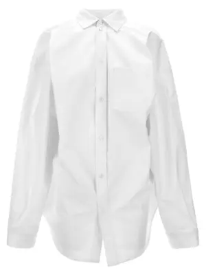 Asymmetric shirt with logo embroidery BALENCIAGA White