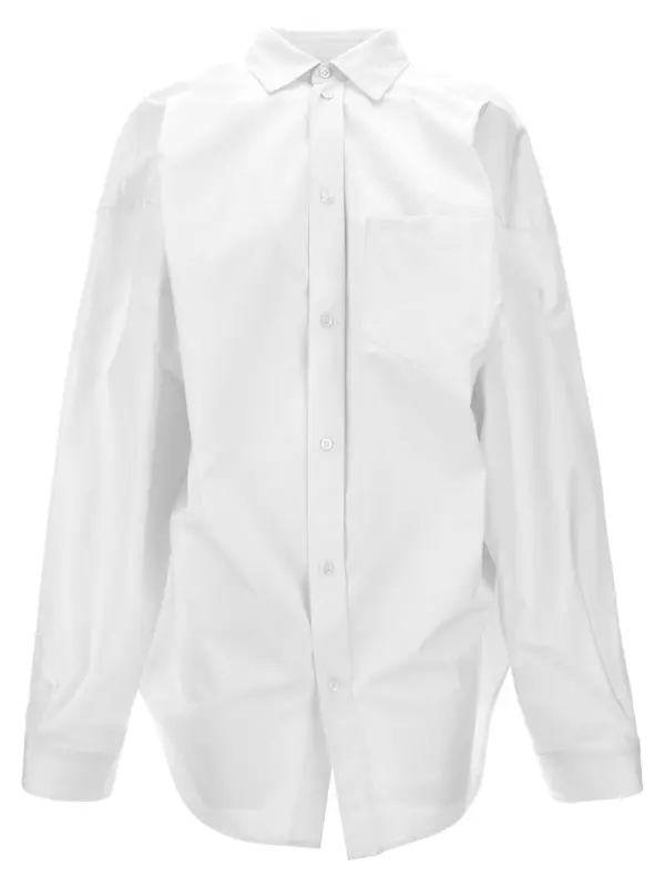 Asymmetric shirt with logo embroidery BALENCIAGA White