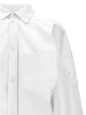 Asymmetric shirt with logo embroidery Woman BALENCIAGA White