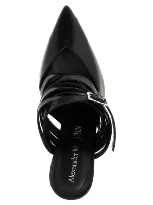 Strap mules 100% cow leather (Bos Taurus) MCQUEEN Black