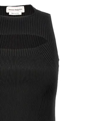 Ribbed knit dress Woman MCQUEEN Black