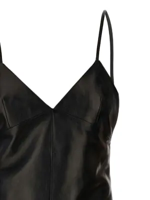 Leather slip dress Woman SAINT LAURENT Black