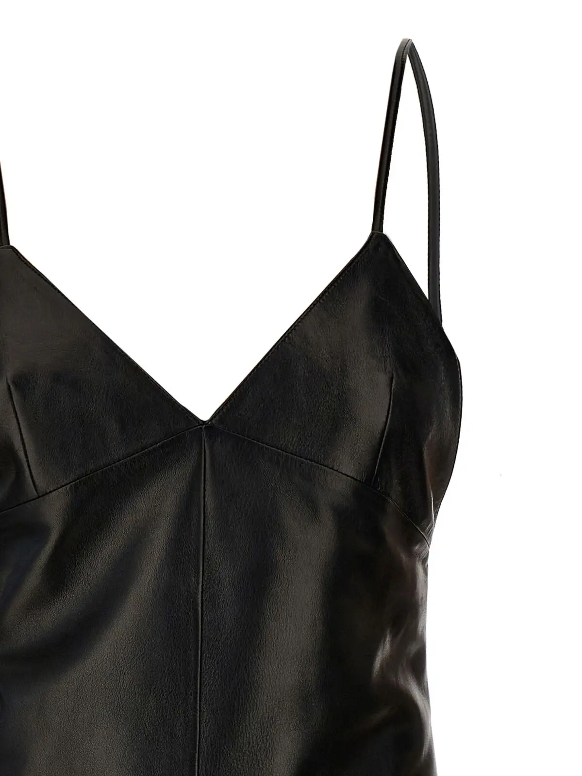 Шкіряна сукня-комбінація Saint Laurent Чорна 3 Leather slip dress Woman SAINT LAURENT Black