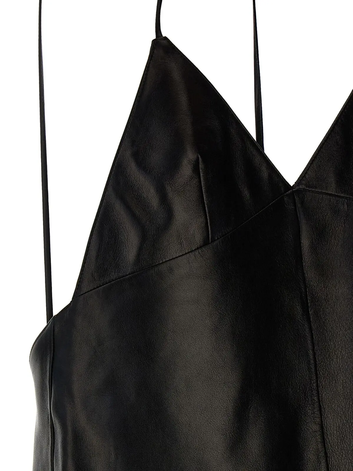 Шкіряна сукня-комбінація Saint Laurent Чорна 4 Leather slip dress 100% lamb leather SAINT LAURENT Black