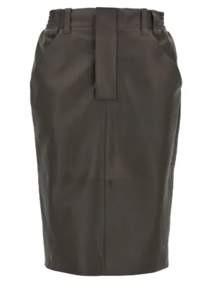 Leather skirt SAINT LAURENT Gray