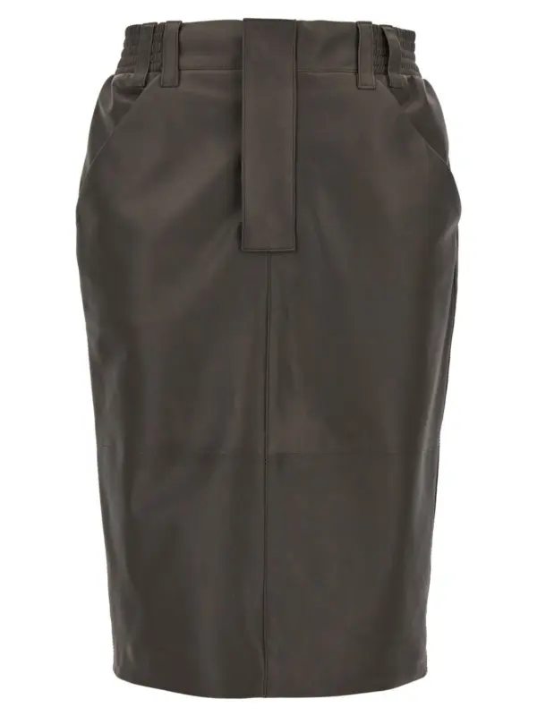 Leather skirt SAINT LAURENT Gray