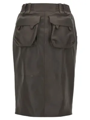 Leather skirt 803422YCEP21243 SAINT LAURENT Gray