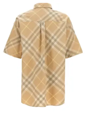 Logo embroidery check shirt 8082478FLAX BURBERRY Beige