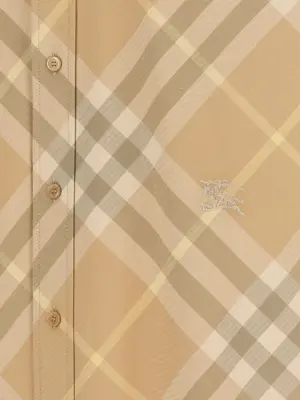 Logo embroidery check shirt 100% cotton BURBERRY Beige