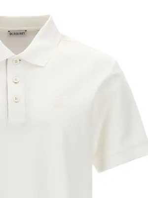 Logo embroidery polo shirt Man BURBERRY White