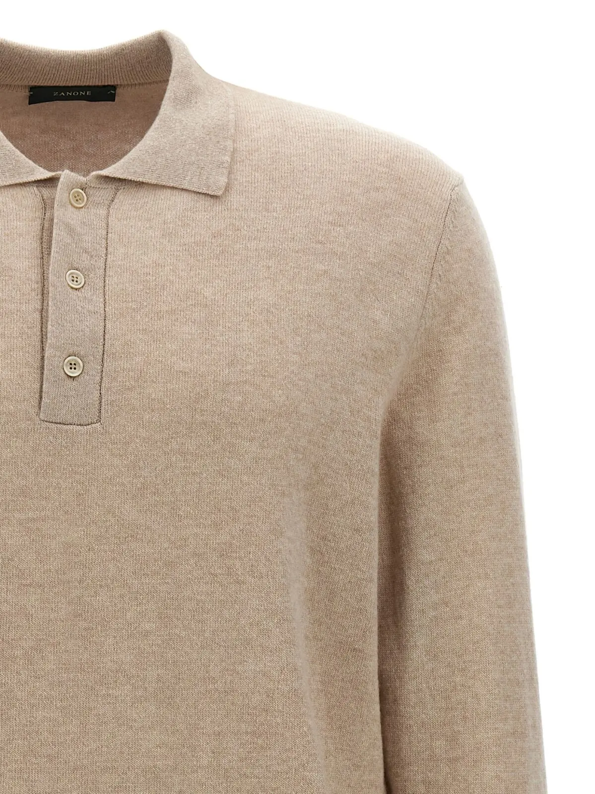 Сорочка-поло з кашеміру та вовни Zanone Бежева 3 Cashmere wool polo shirt Man ZANONE Beige