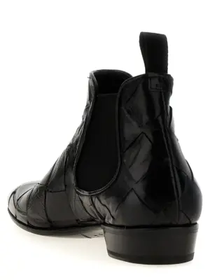 Braided leather ankle boots Man LIDFORT Black