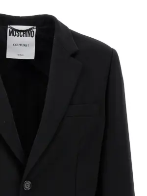 Single-breasted martingale blazer Woman MOSCHINO Black