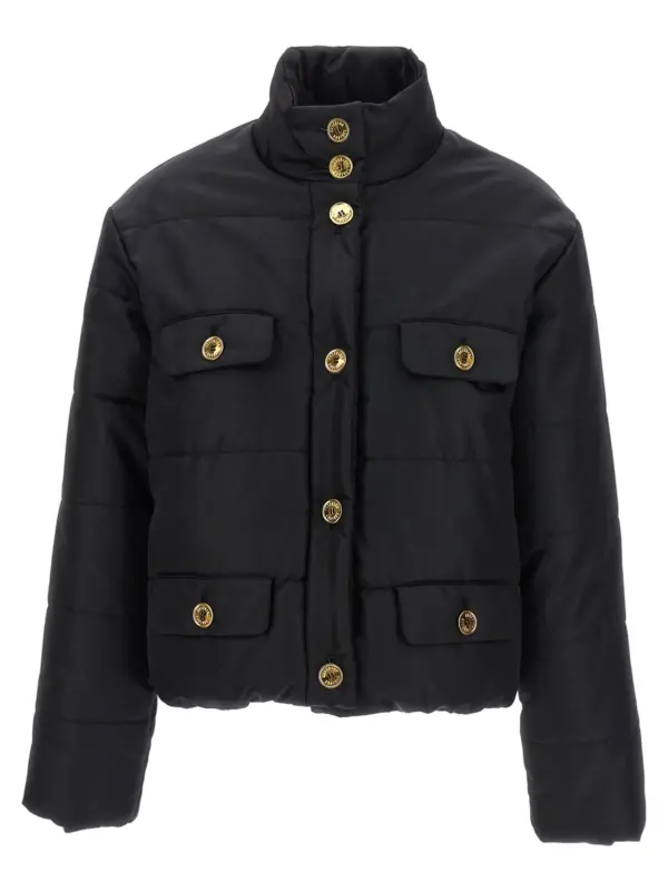 Logo button down jacket MOSCHINO Black